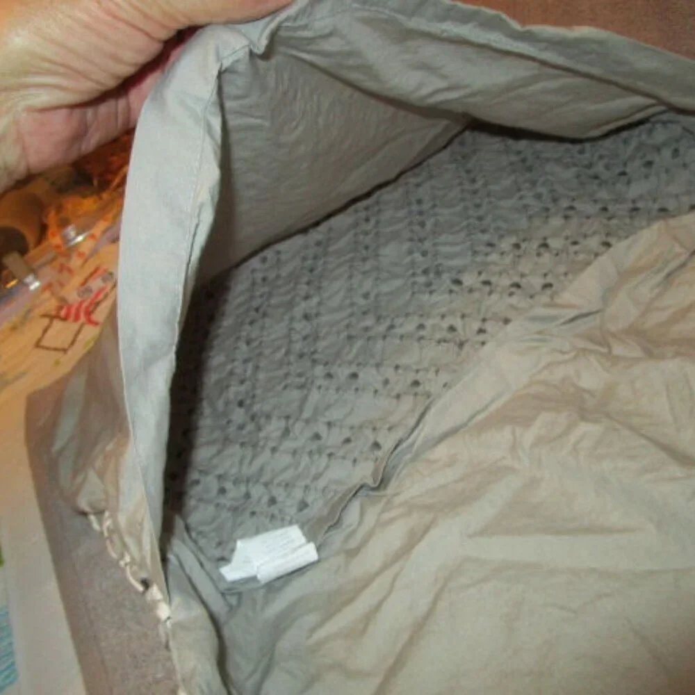 West Elm Embroidered Quilted Pillow Shams Cotton Textured Chevron Standard 2 Pc